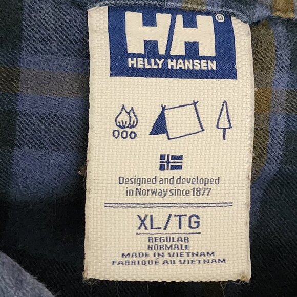 Helly Hansen Blue Plaid 100% Cotton Flannel Shirt - Picture 3 of 5